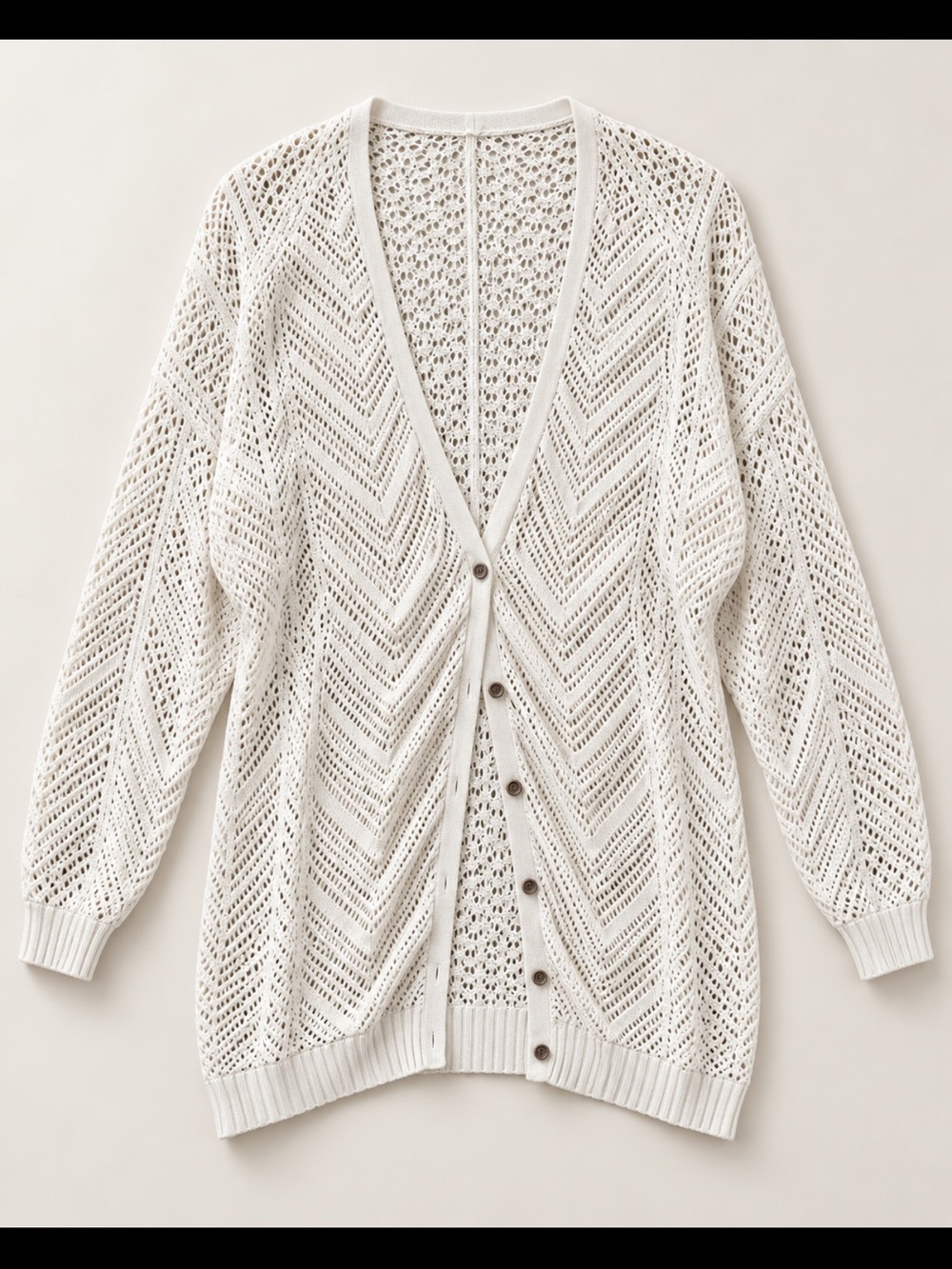 torrid Ivory Open-Knit Button Cardigan